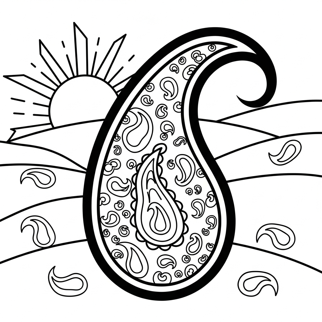 Fun and Easy Paisley Pattern Coloring Page coloring page printable