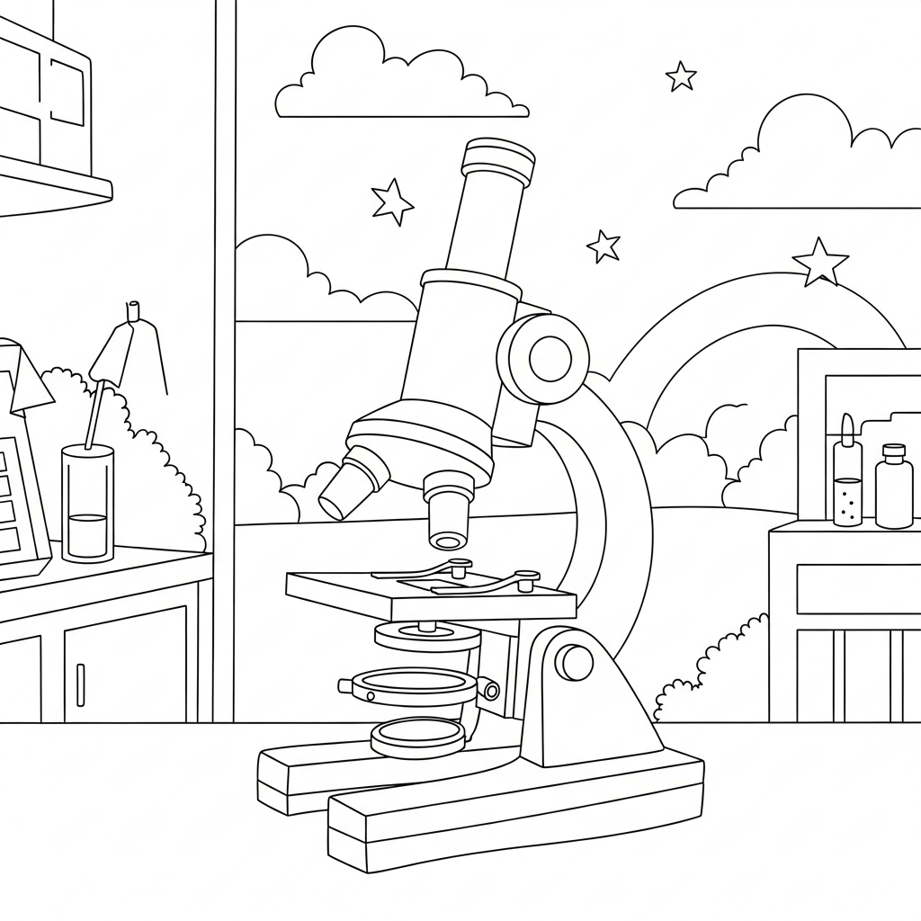 Fun Microscope Coloring Page for Kids coloring page printable