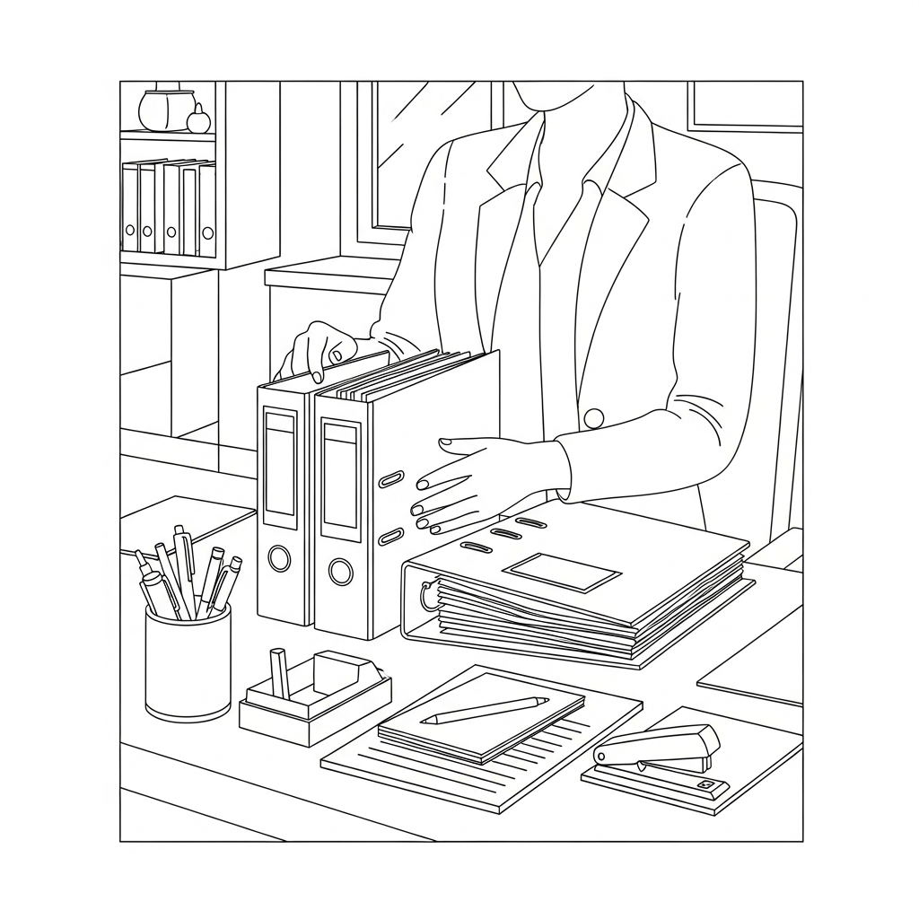 Easy Teacher Desk Organization Coloring Page for Kids coloring page printable