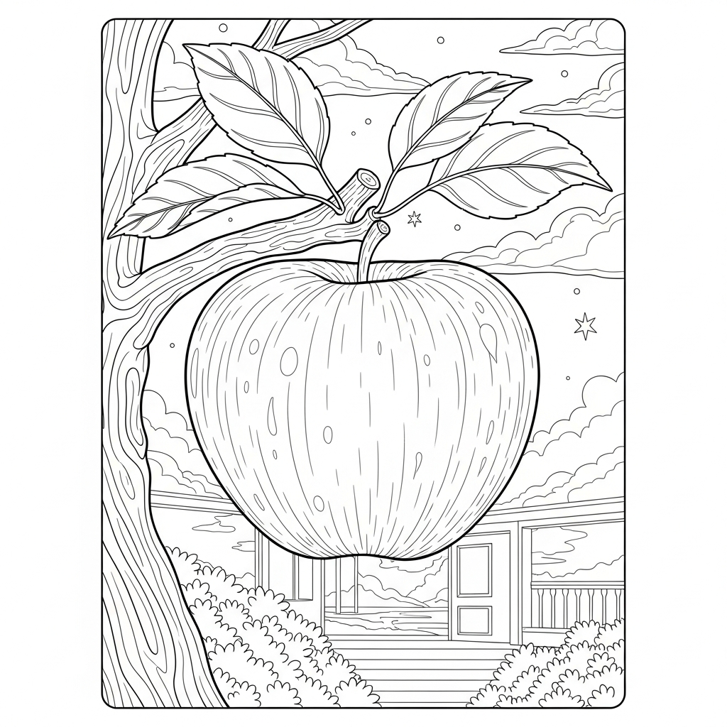 Realistisches Apfelbaum Ausmalbild coloring page printable
