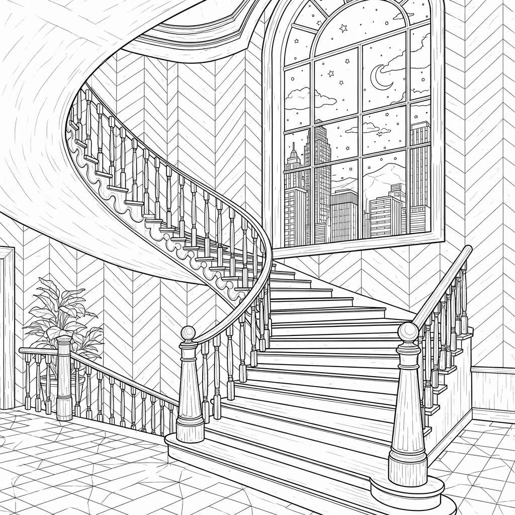 Moeilijke Realistische Chevron Patronen Trapwand Kleurplaat coloring page printable