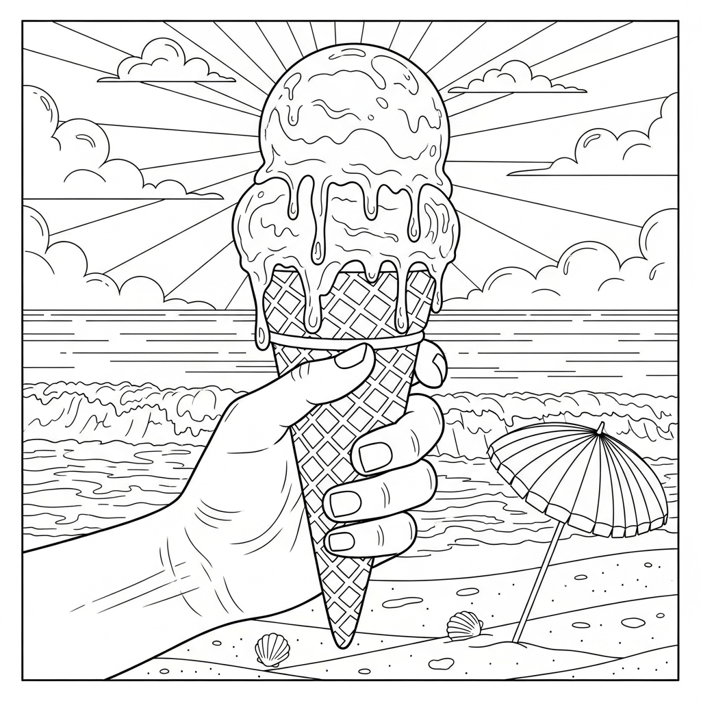 Realistisch IJsje In Hand Kleurplaat coloring page printable