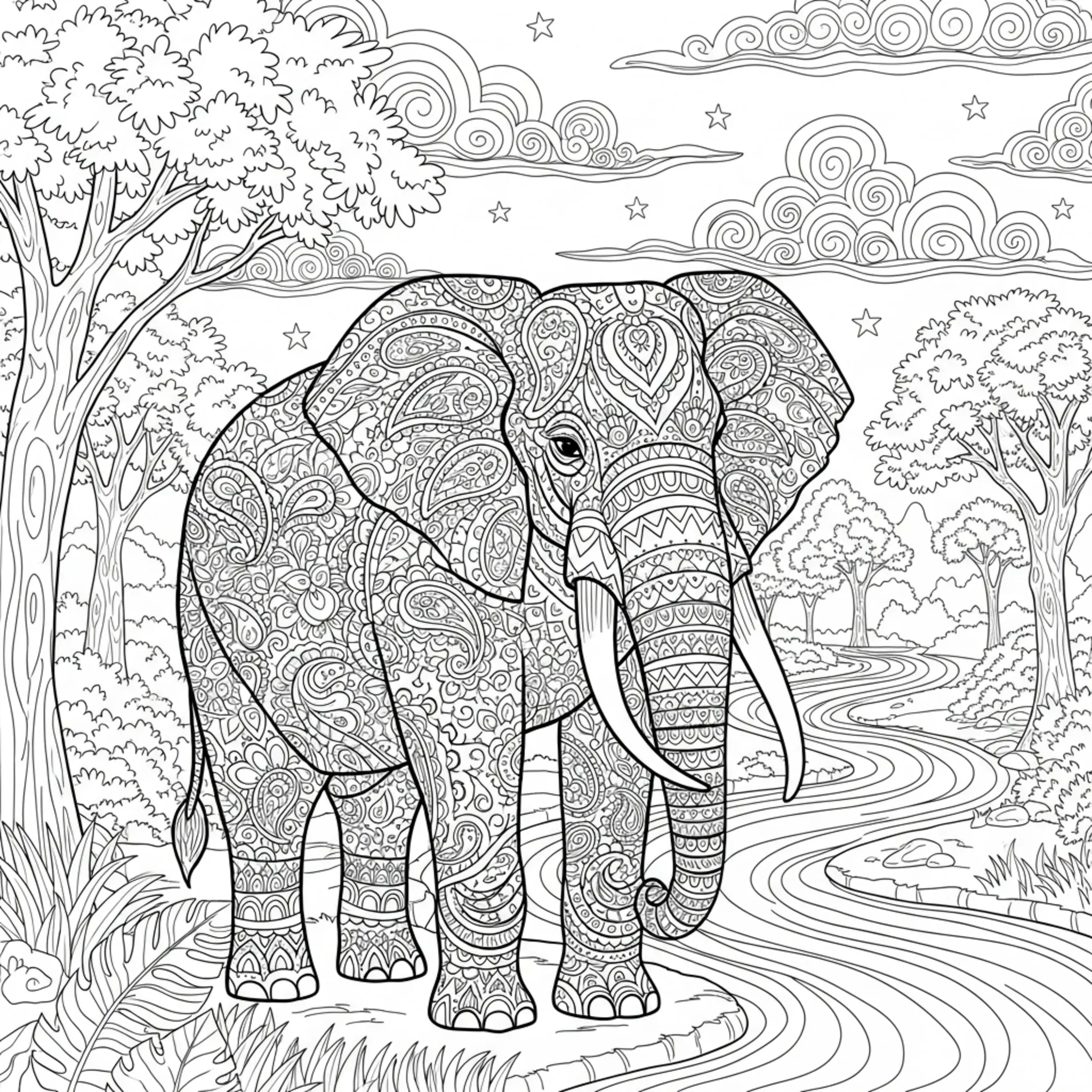 Pagina da Colorare Paisley Mosaic Intricato e Difficile coloring page printable