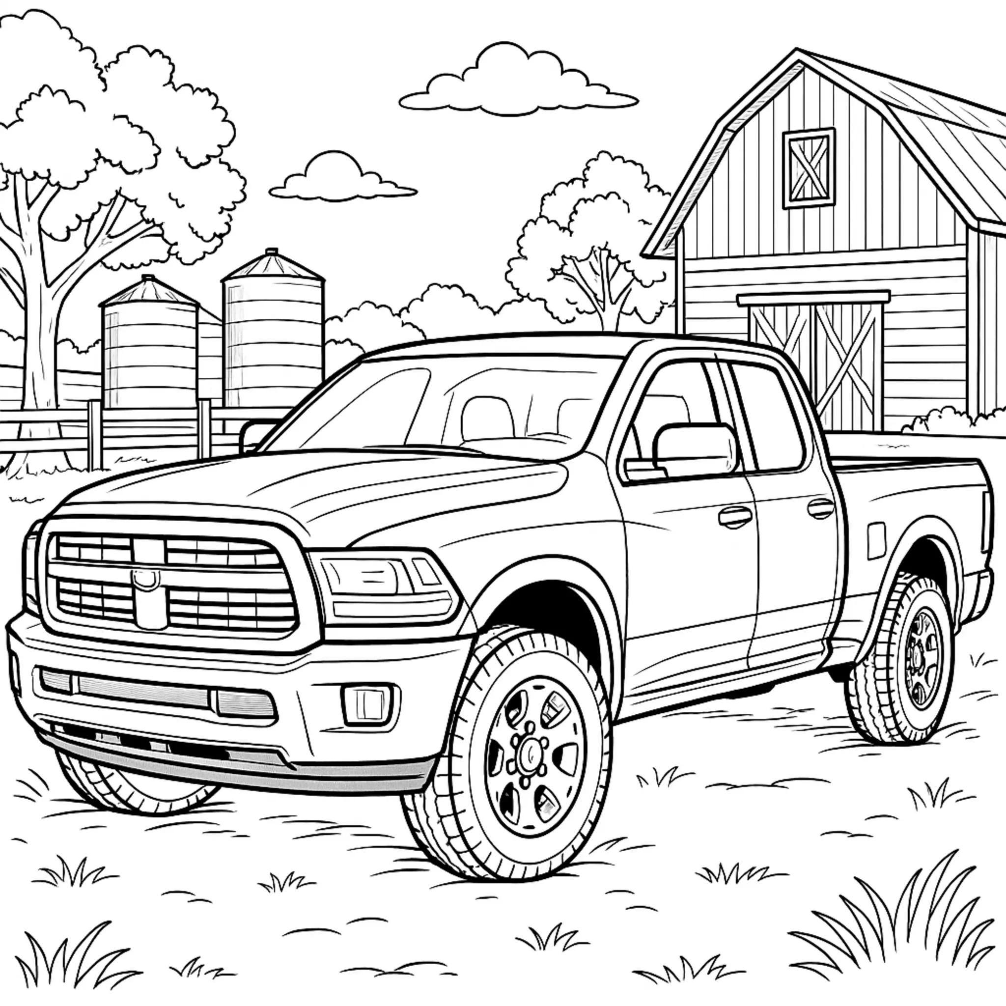 Explora Nuestra Página para Colorear de Pickup Realista en la Granja coloring page printable