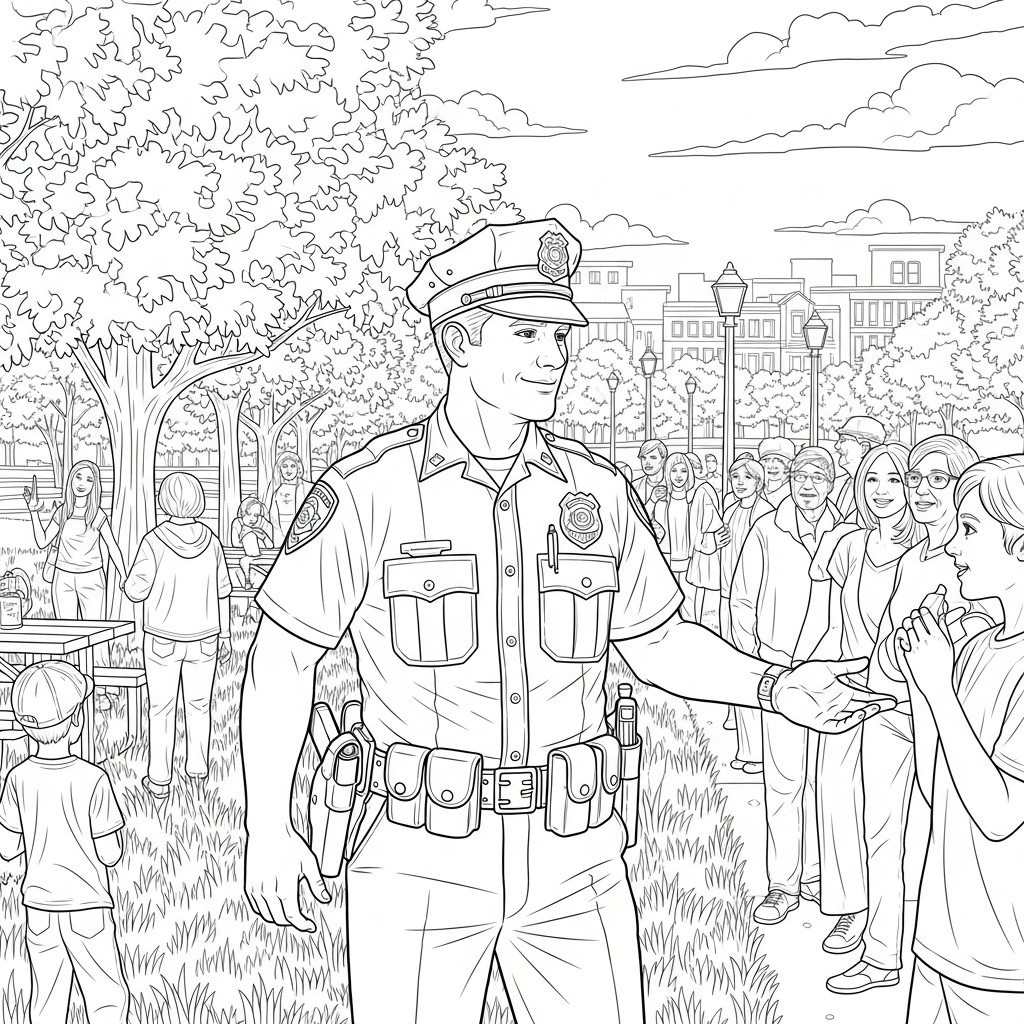 Realistic Police Officer Coloring Page for Events coloring page printable
