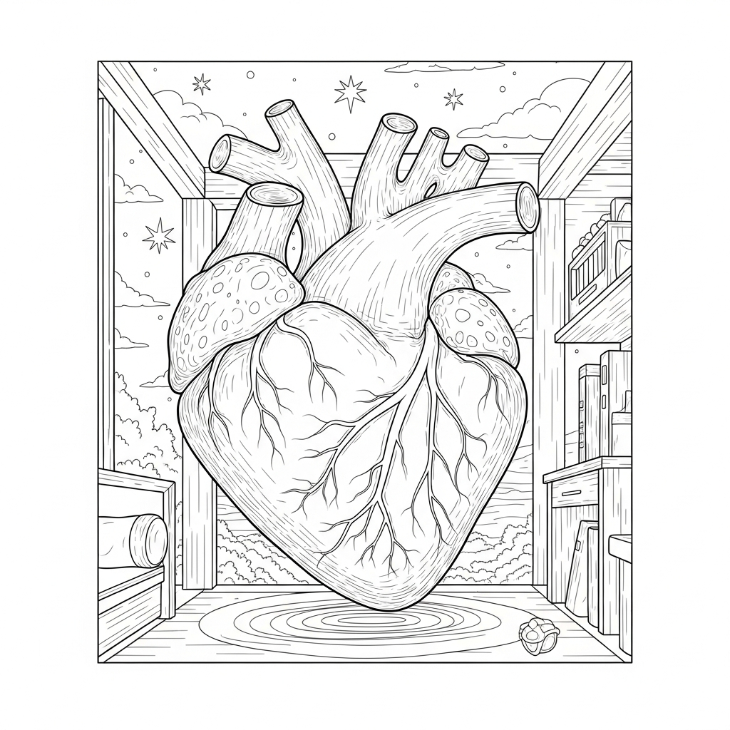 Página para Colorir do Coração Sorridente coloring page printable