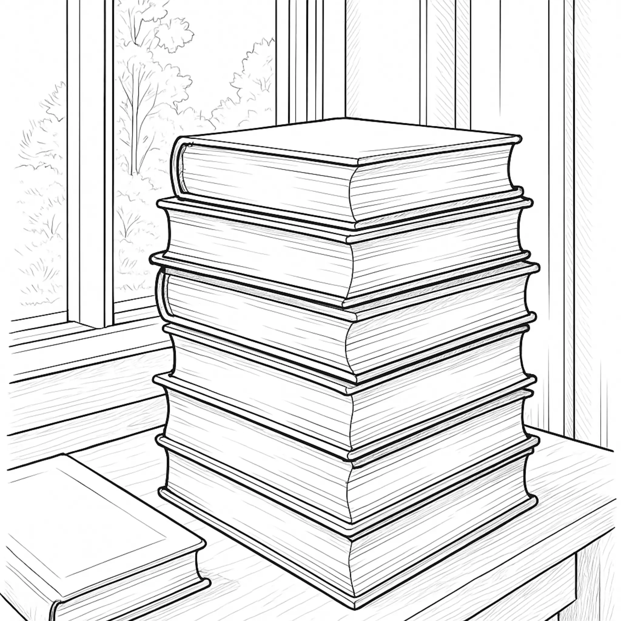 Explore Our Hard Realistic Stack of Books Coloring Page coloring page printable
