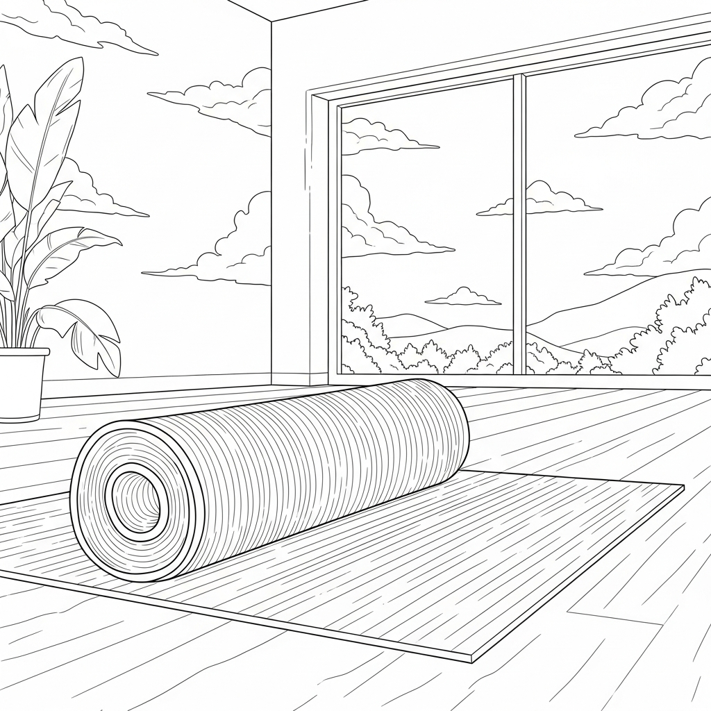 Realistisches Yoga-Matten-Malblatt für Studios coloring page printable