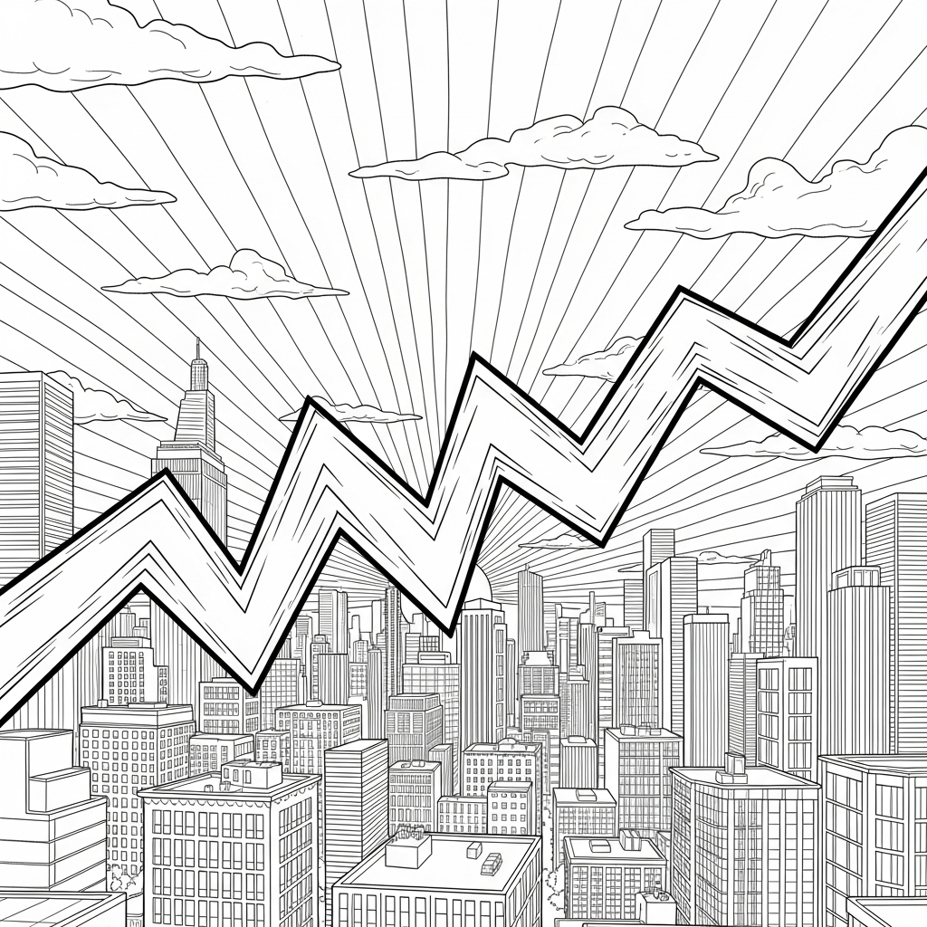 Challenging Zigzag Lines with City Skyline Coloring Page coloring page printable