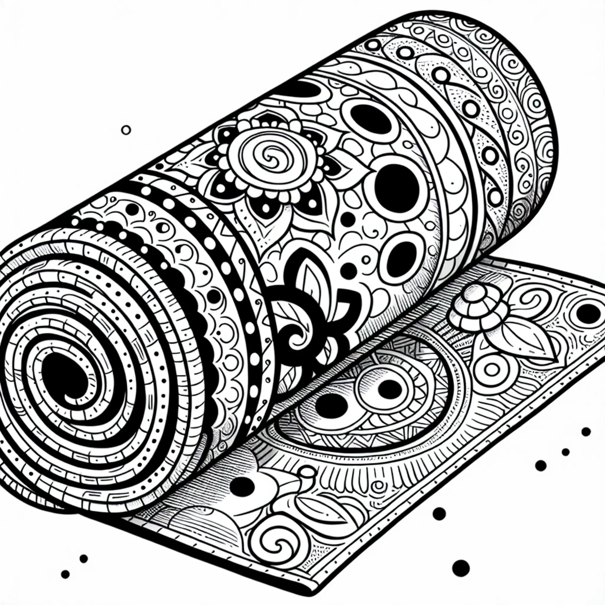 Tapis de Yoga Cartoon Moyen avec Décor Zen à Colorier coloring page printable