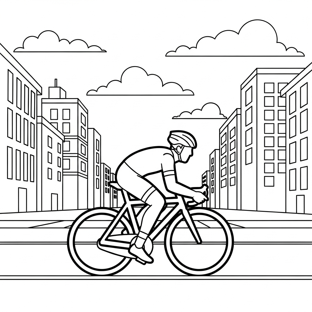 Fun Bicycle Race Coloring Page for Kids coloring page