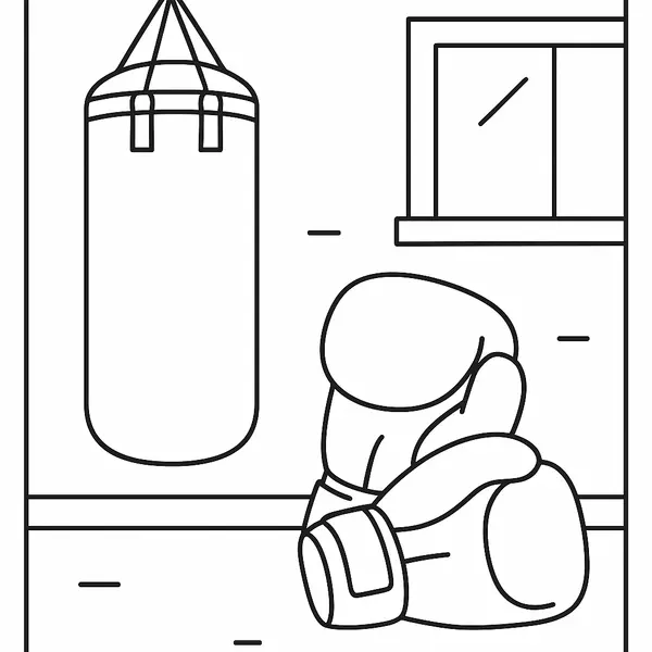 Pagina da Colorare Guantoni da Boxe Divertente e Facile per Bambini coloring page