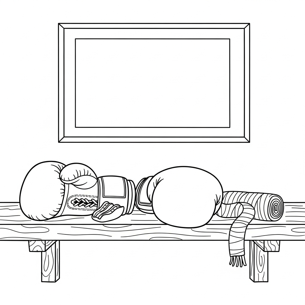 Fun Boxing Gloves Coloring Page with Mouthguard and Wraps coloring page