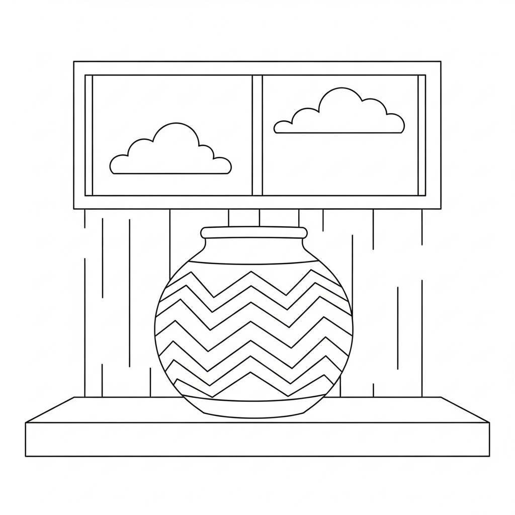 Easy Chevron Pattern Coloring Page for Pottery Shelf coloring page printable