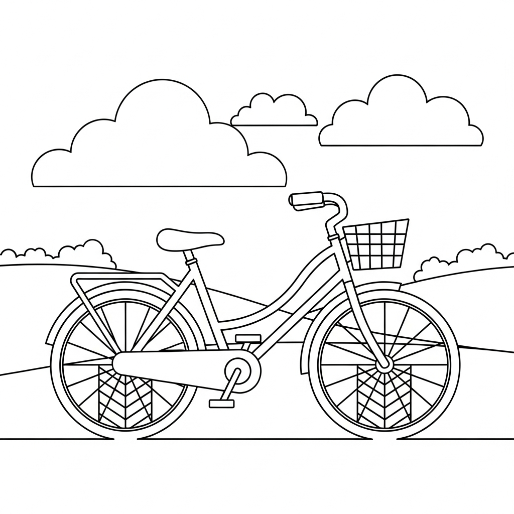 Fun Chevron Striped Bicycle Coloring Page for Kids coloring page