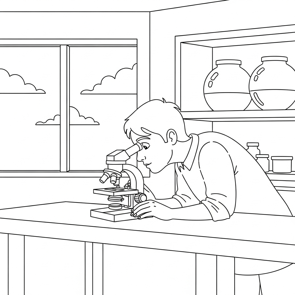 Easy Microscope Coloring Page for Kids coloring page