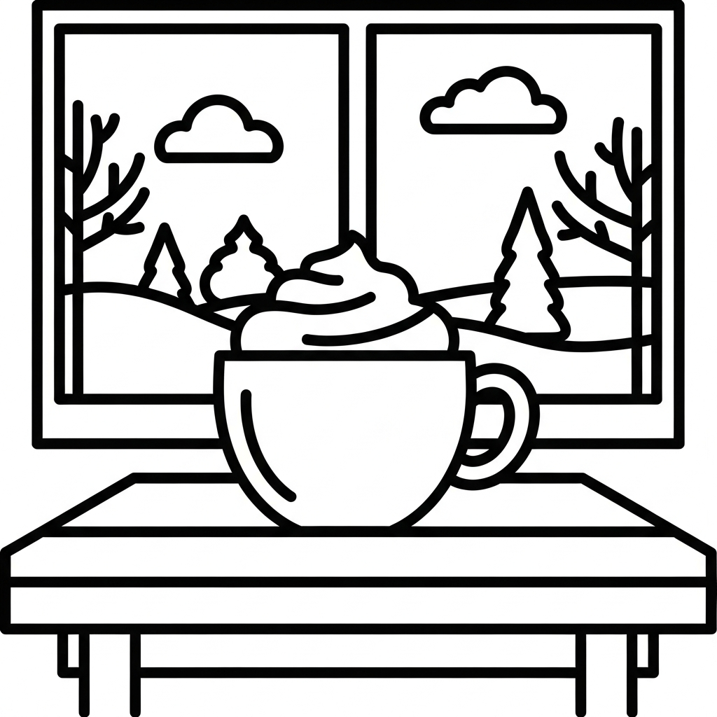 Página para Colorear de Taza de Chocolate Caliente con Crema Batida coloring page