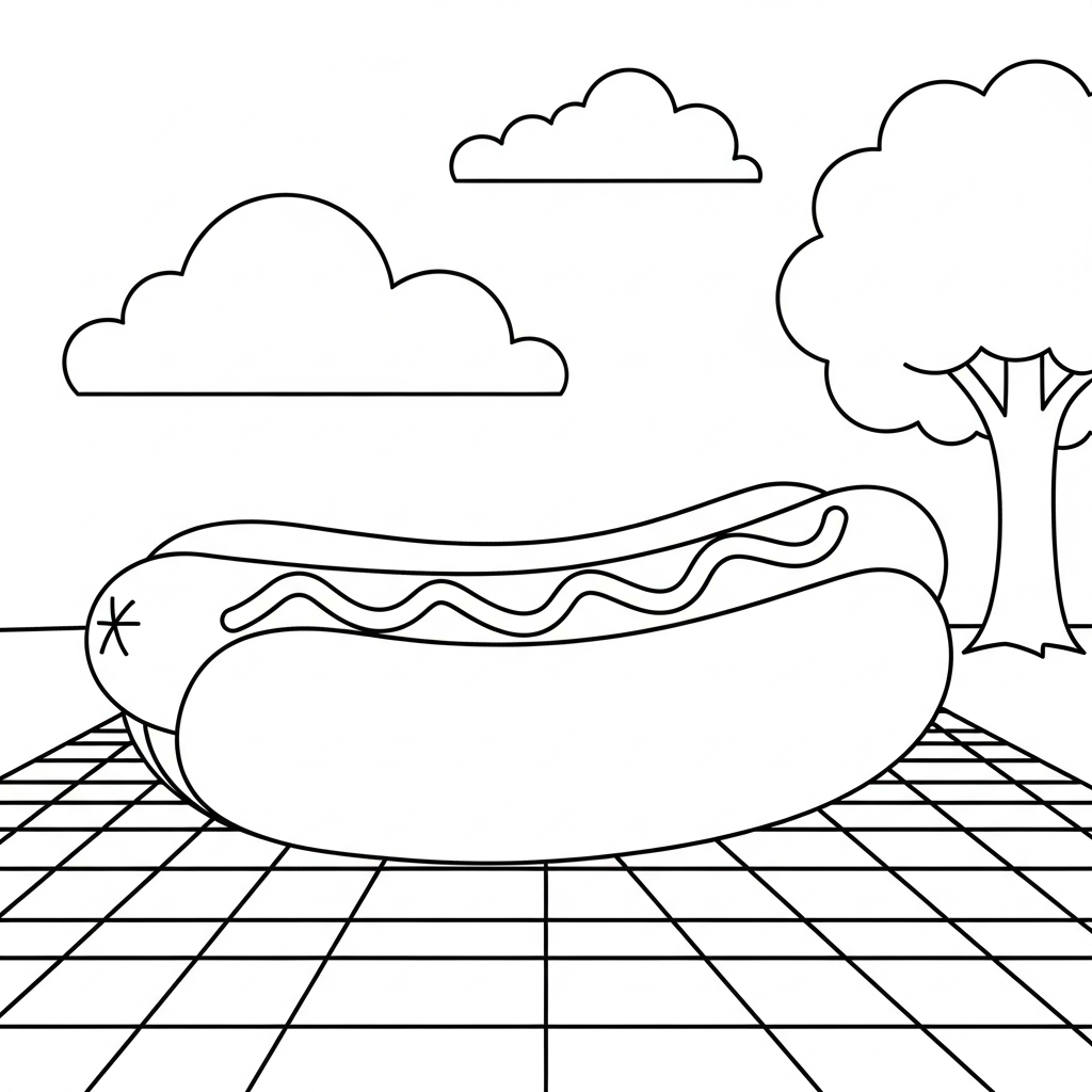 Einfaches Hot Dog Ausmalbild Für Den Grillabend coloring page printable