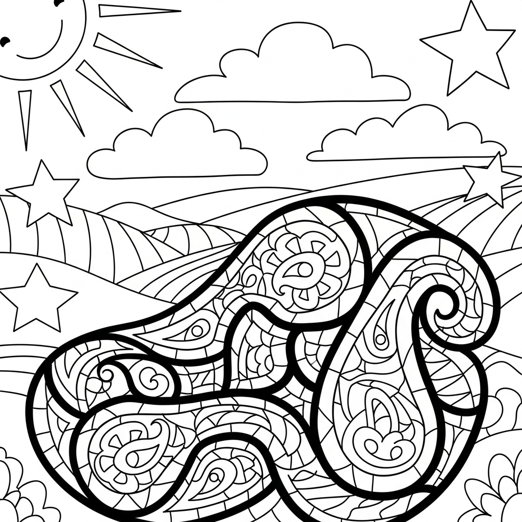 Intricate Paisley Mosaic Coloring Page for Relaxation coloring page