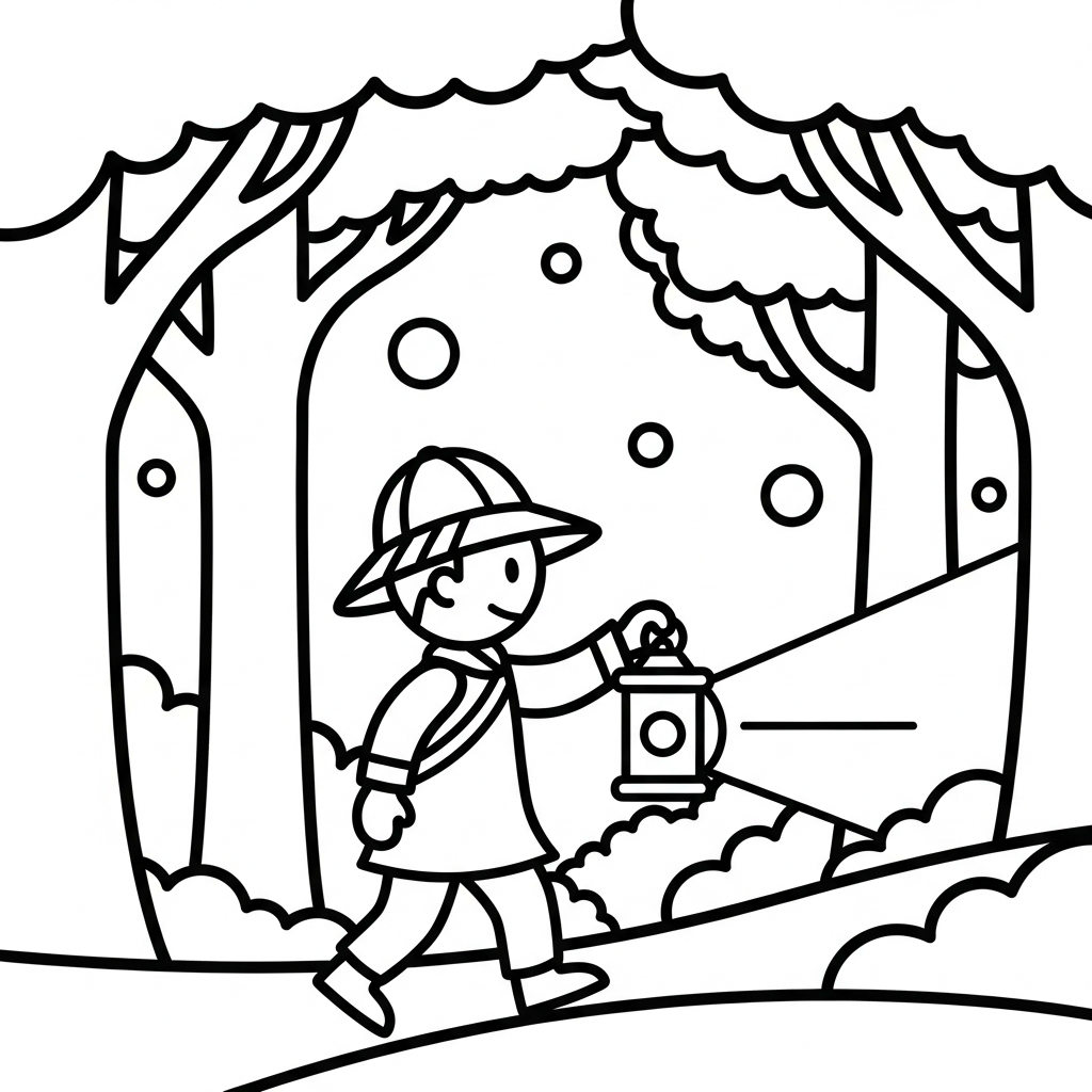 Einfache Malvorlage: Magische Laterne des Forschers coloring page