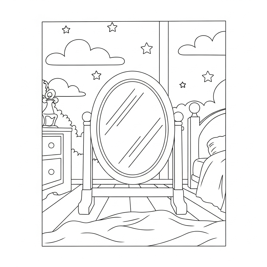 Magical Mirror Coloring Page for Kids coloring page