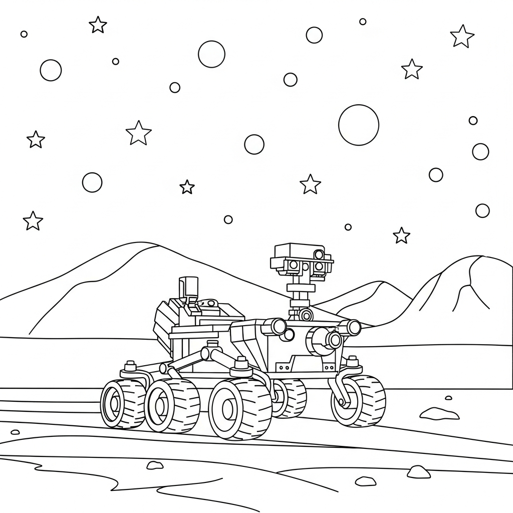 Página para Colorir do Rover de Marte Fáceis e Simples coloring page