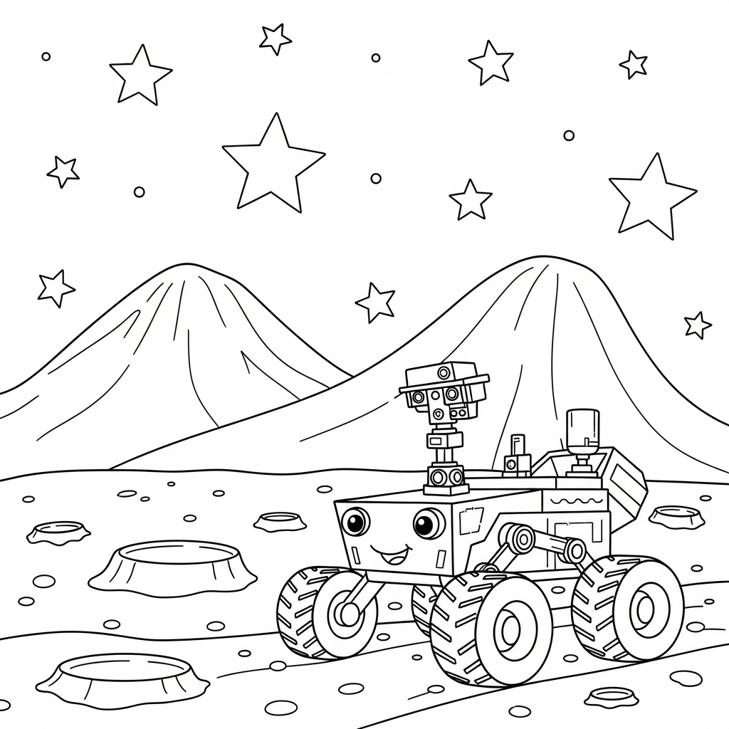 Printable Mars Rover Coloring Page for Kids coloring page