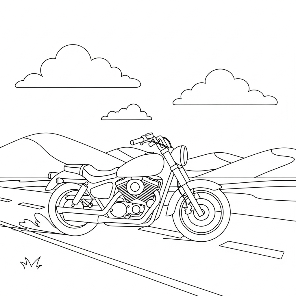 Fun Motorcycle Coloring Page for Kids coloring page printable