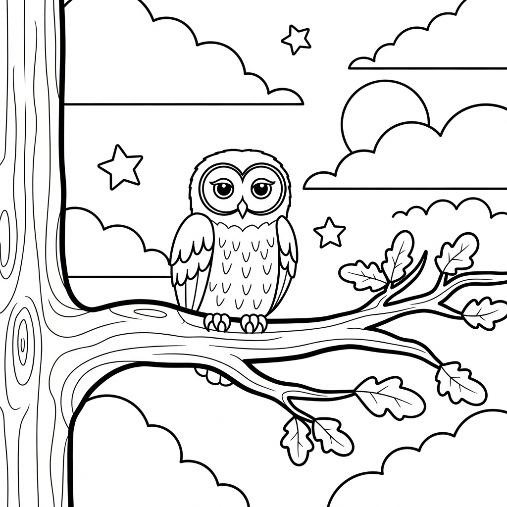 Relaxing Owl Coloring Page coloring page printable