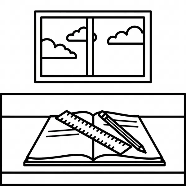 Easy Simple Pencil And Ruler On Homework Desk Coloring Page coloring page printable