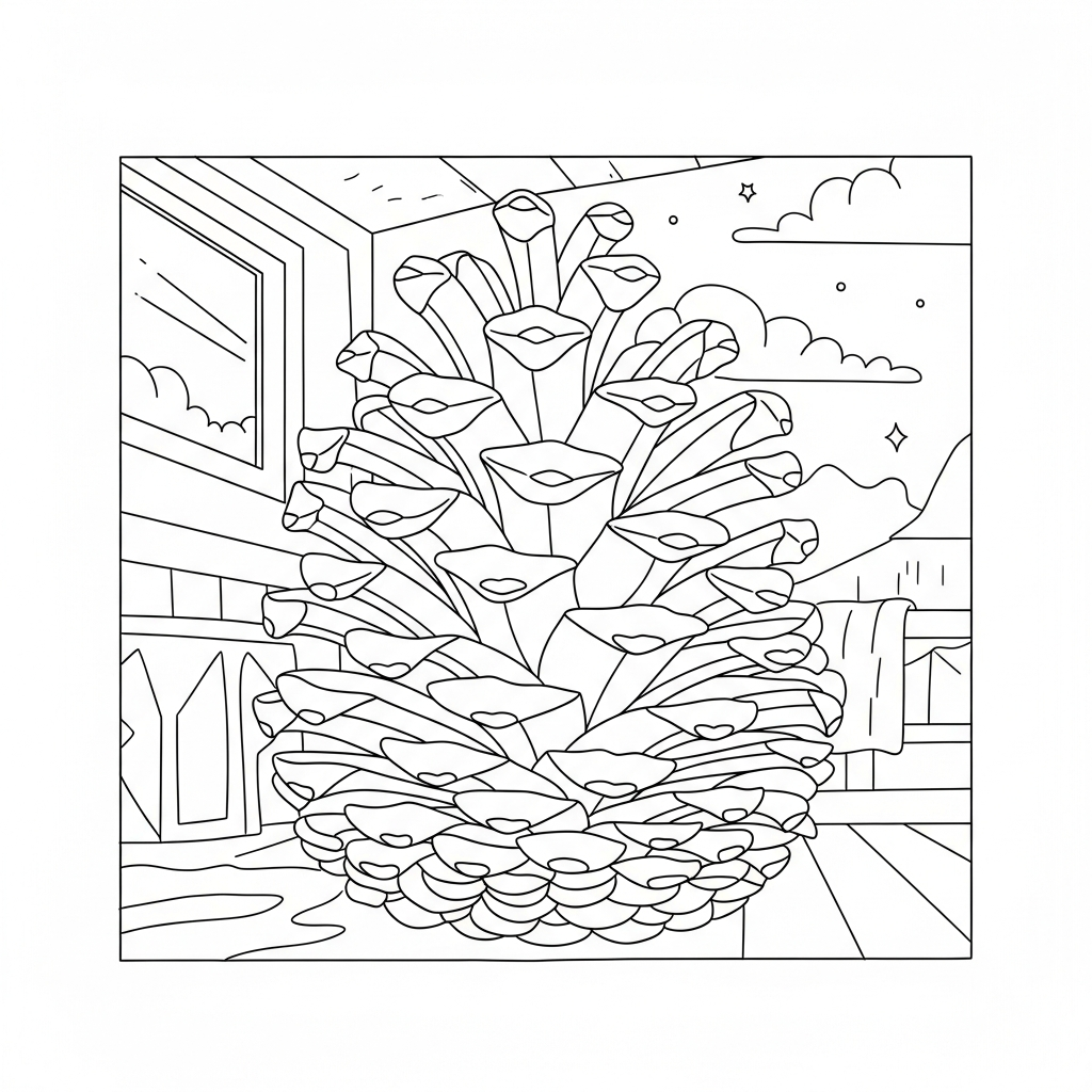 Página para Colorir de Pinheiro Lindo na Colheita de Outono coloring page