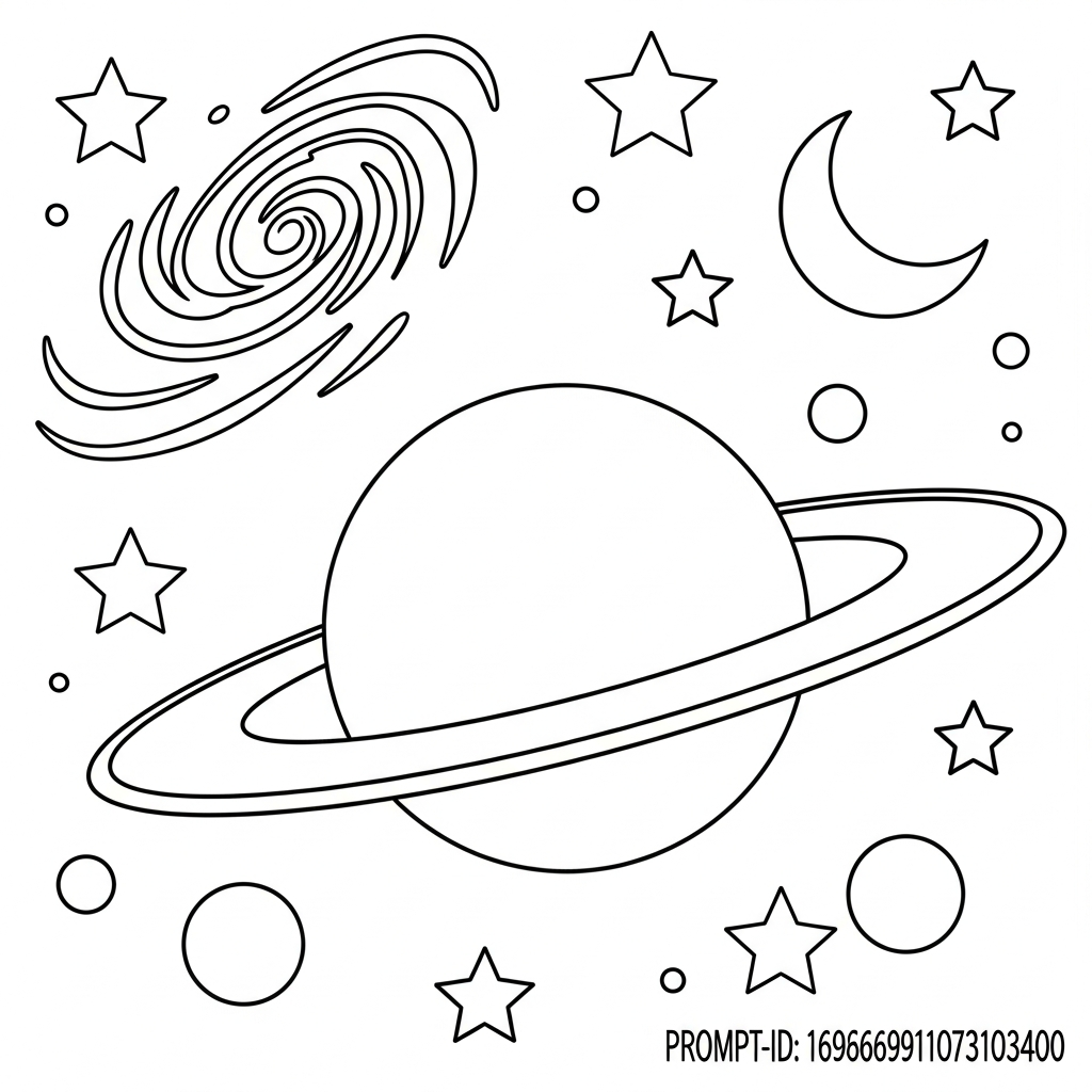 Página Para Colorear Planeta Anillado Fácil del Sistema Solar coloring page