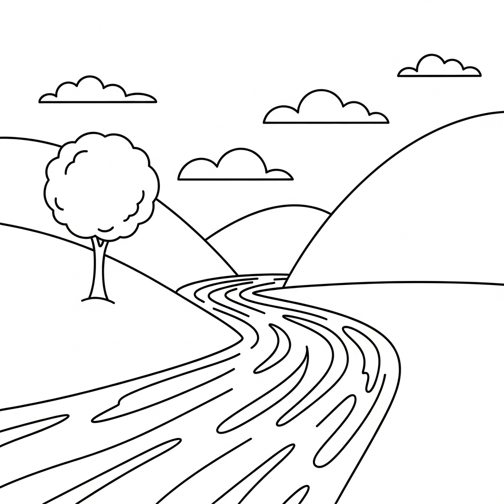 Pagina da Colorare Fiume Facile e Semplice coloring page