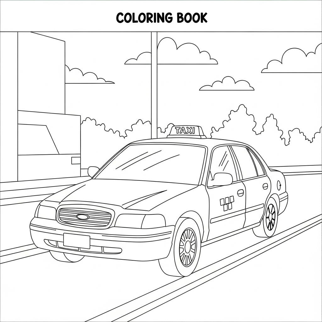 Eenvoudige Taxi Cabine Kleurplaat Aan De Stoep coloring page
