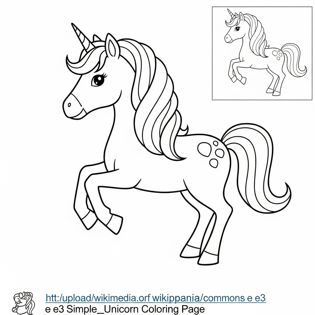 Adorable Unicorn Coloring Page with Crown in a Majestic Garden coloring page printable