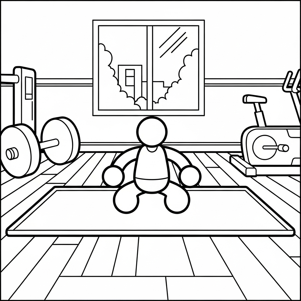 Einfaches Yoga-Matten Malvorlage für das Fitnesszimmer coloring page printable