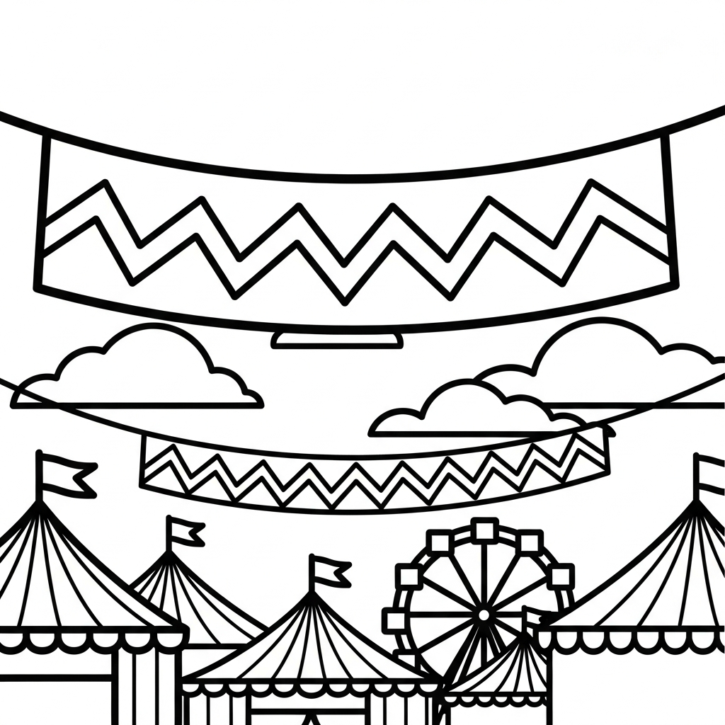 Zigzag Carnival Banner Coloring Page for Kids coloring page