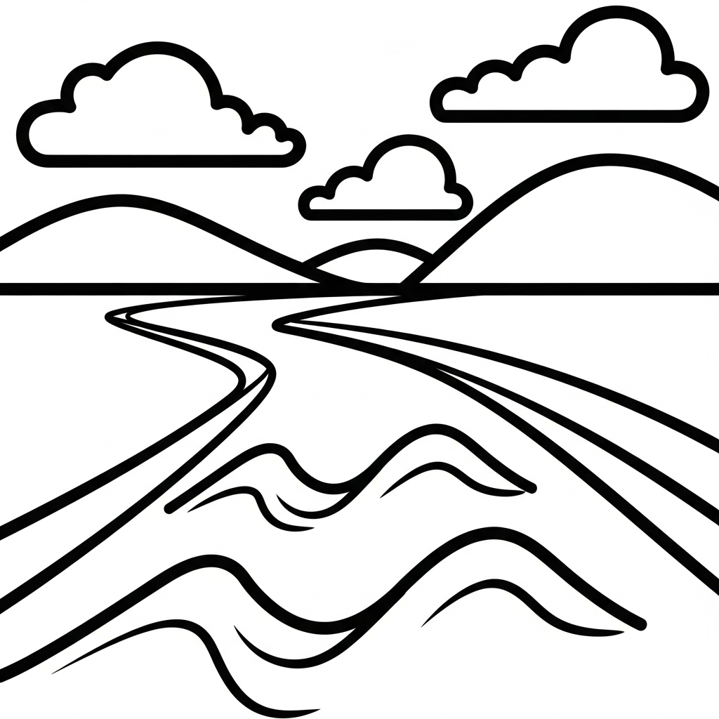 Fun Zigzag River Waves Coloring Page for Kids coloring page