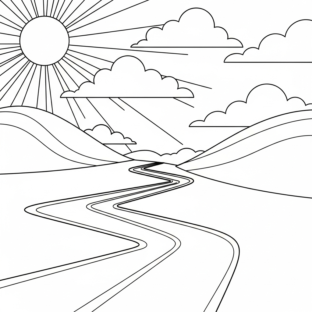 Fun Zigzag Road Path Coloring Page for Kids coloring page printable