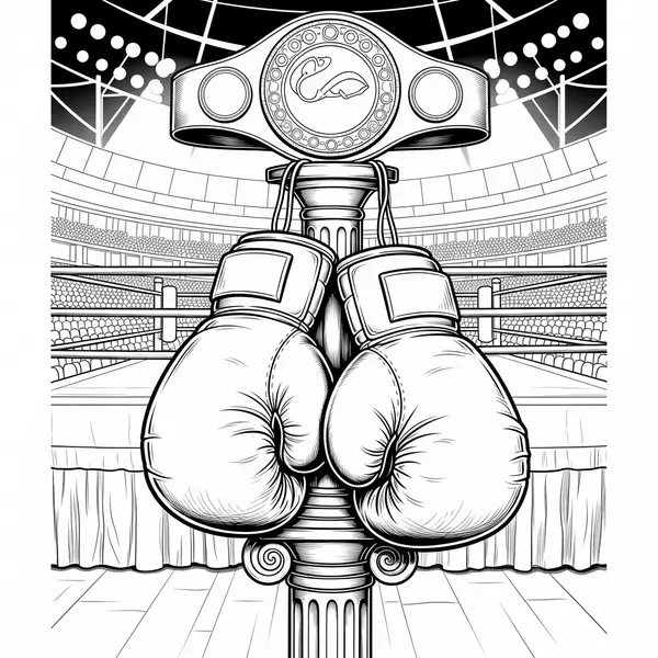 Hard Realistic Boxing Gloves On Trophy Stand Coloring Page coloring page printable