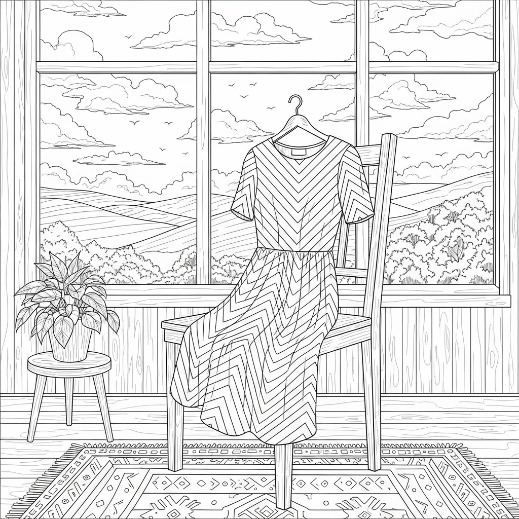 Challenging Chevron Pattern Dress Coloring Page coloring page printable