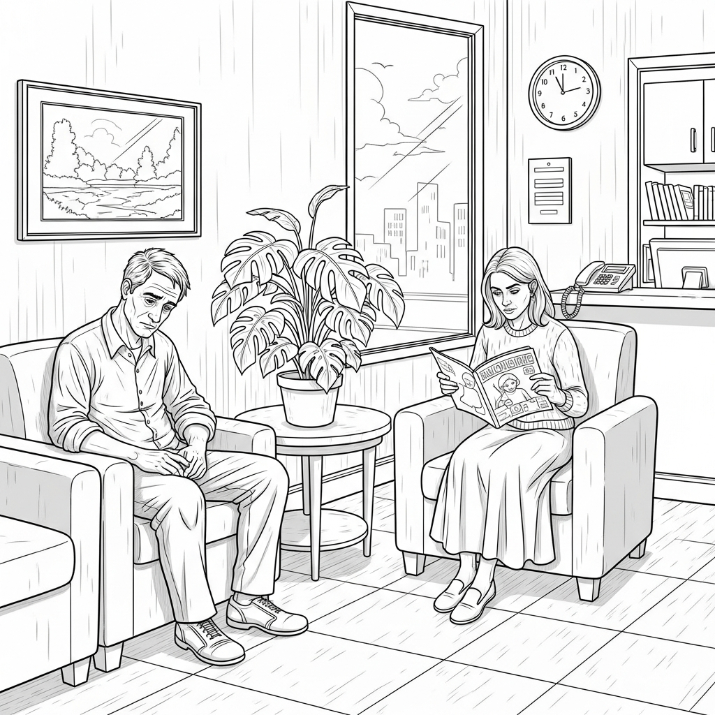 Challenging Realistic Doctor and Patient Coloring Page for Waiting Rooms coloring page printable