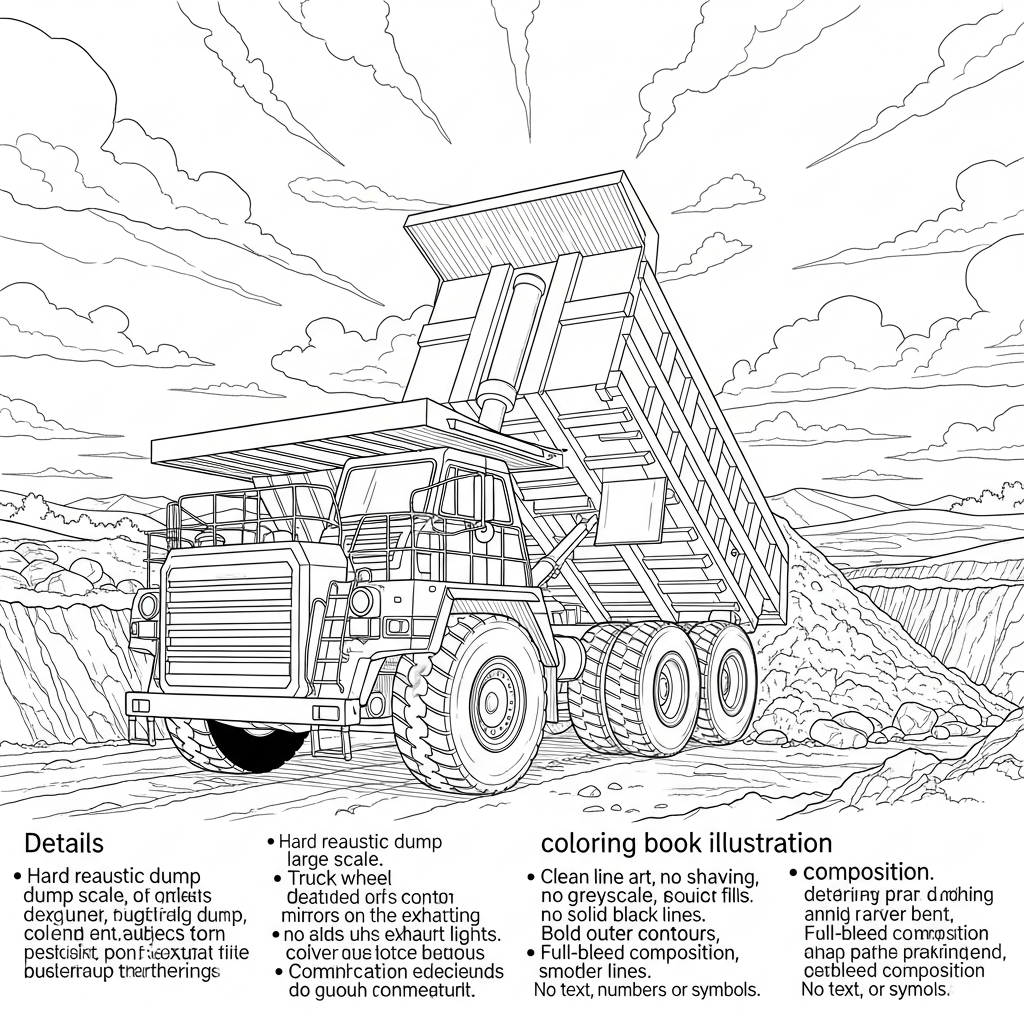 Realistic Dump Truck Coloring Page - Carrying Soil coloring page