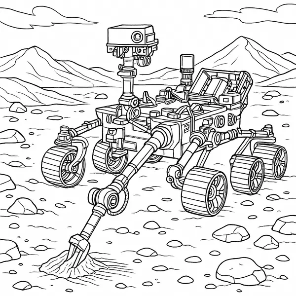 Entdecke das Universum mit unserem Mars-Rover Ausmalbild coloring page printable
