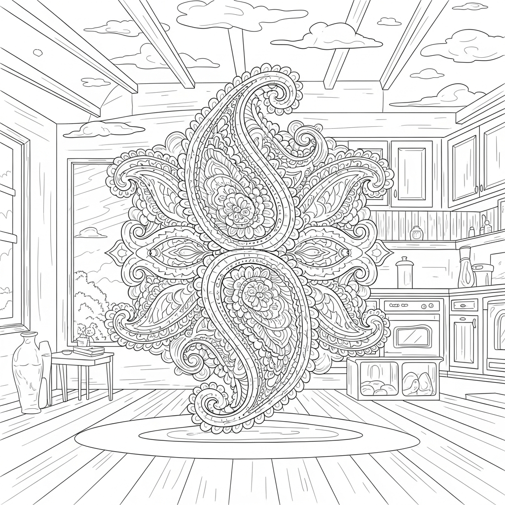 Challenging Paisley Mandala Coloring Page coloring page