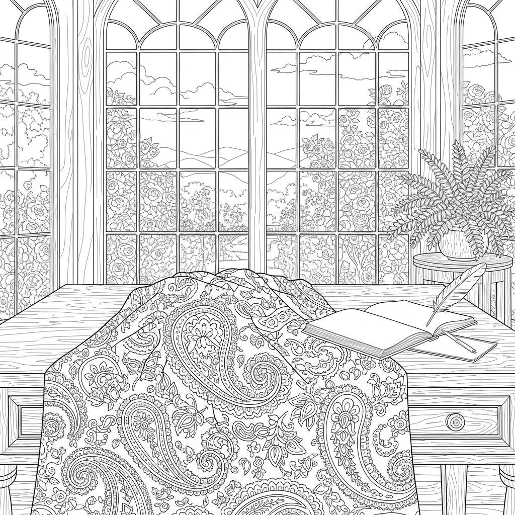 Challenging Paisley Textile Coloring Page coloring page