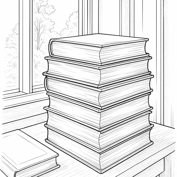 Explora Nuestro Página para Colorear de Montones de Libros Realistas coloring page printable