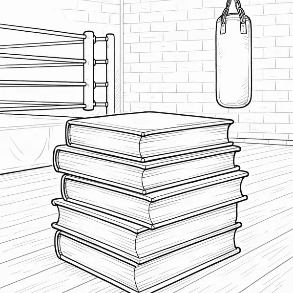 Página para Colorir: Pilha Realista de Livros na Mesa coloring page