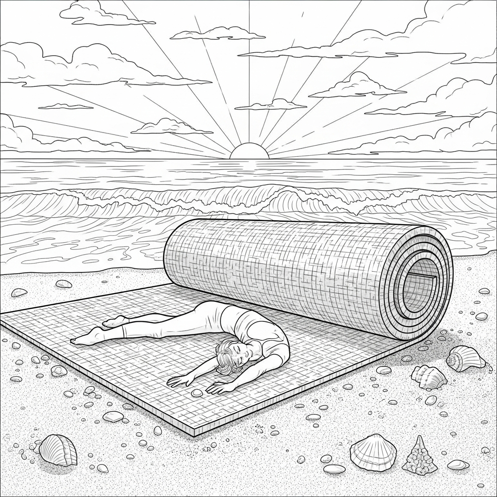 Realistische Yoga-Matte beim Dehnen Ausmalbild coloring page printable