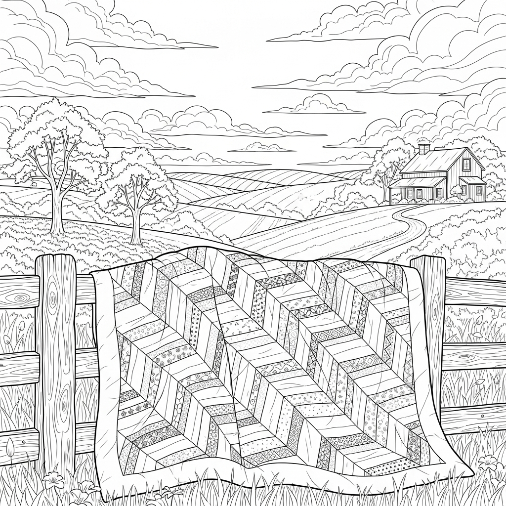 Challenging Zigzag Quilt Pattern Coloring Page coloring page